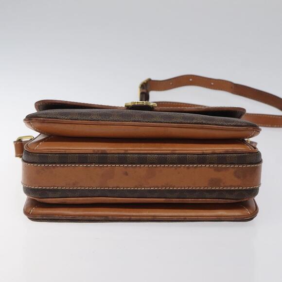 CELINE Macadam Canvas Shoulder Bag Pvc Leather Brown Gold - Picture 9 of 13